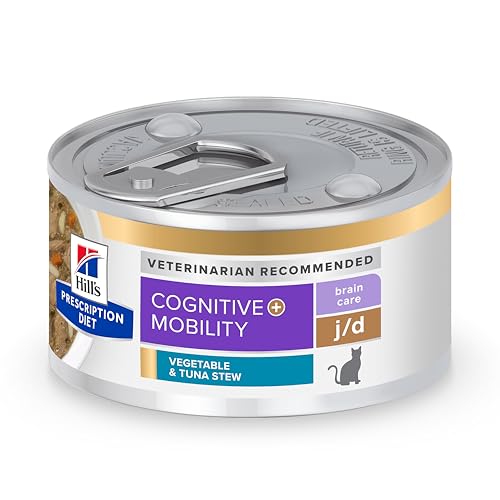 Hill's Prescription Diet Brain Care + j/d Joint Care Tuna & Vegetable Stew Wet Cat Food, 24 x 2.9 oz Case