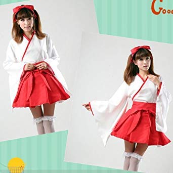 Amazon.co.jp: 可愛いメイドさん 和服 犬夜叉 桔梗 巫女服 コスプレ