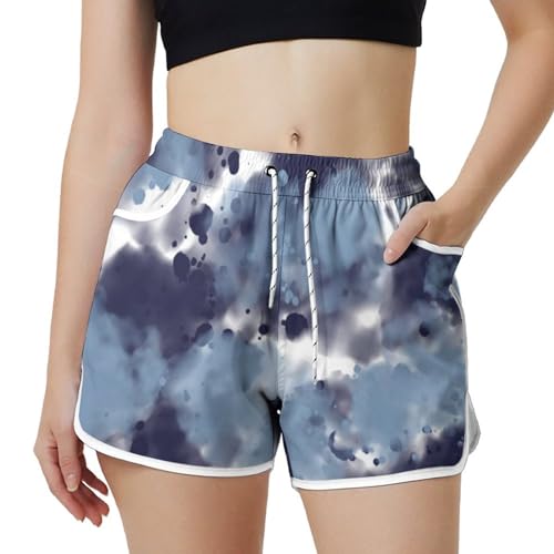 AYUNIX Women's Running Shorts with Pockets Quick Dry Performance Shorts for Women Tie Dye Athletic Workout Gym Shorts