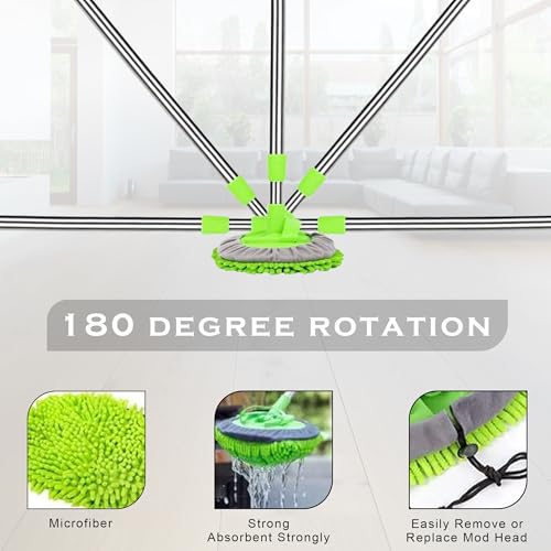Image of GLUN Plastic Microfiber Car Mop with Extendable Handle 360 Rotating Brush for Wet & Dry Cleaning, Car Wash Duster Lightweight Microfiber Brush for Versatile Cleaning