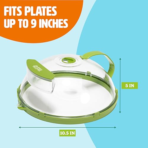 Tasty Microwave Splatter Cover with Built in Water Steamer & Reservoir, Fits Plates up to 9", Helps Retain Moisture and Taste, Keeps Microwave Clean, Dishwasher Safe