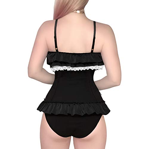 Littleforbig Cotton Fancy Kitty Romper Onesie Pajamas Teddy Lingerie One Piece Babydoll Bodysuit L Black - Image 4