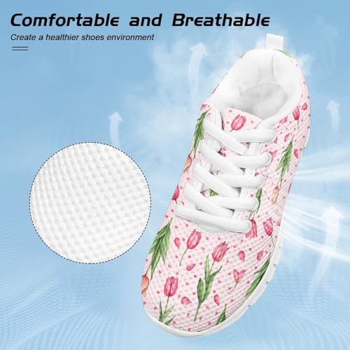 Kids Shoes Boys Girls Casual Lace Up Running Sneakers Fashion Comfort Breathable Lightweight Anti-Skid Air Shoes for Walking US Little Kid 11-13 Big Kid 1-5 White Sole4