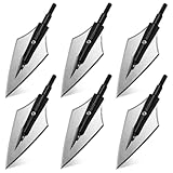 RUOERSISI 6/12pcs 150 Grain Screw in Arrowheads Stainless Steel Archery Arrow Tips Fixed Blade...