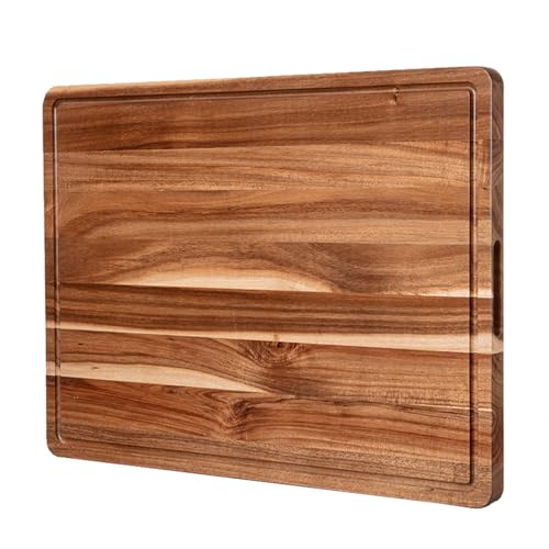 PeacefulHues 20 x 15 in Acacia Cutting Board for Kitchen with XXL Extra Large Charcuterie Cheese Platter Serving Tray, Extra Large Butcher Block, Reversible Chopping Board with Juice Groove by PeacefulHues - Used condition - US$41.44