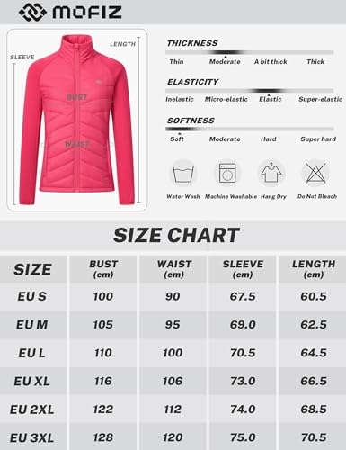 MoFiz Fleecejacke Damen Winterjacke Leichte Daunenjacke Stehkragen Sweatjacke ohne kapuze mit Reißverschluss Rosa Größe US S/EU M