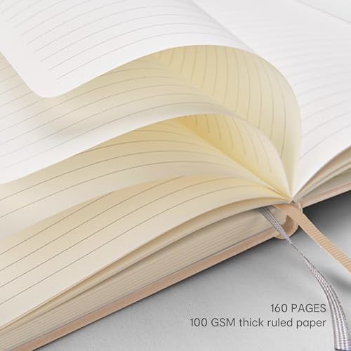Papier ligné épais 100 g/m² anti-bavure : carnet de notes A5 rigide avec stylo pour écrire sans trace