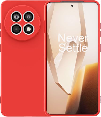 Image of DIZORO Compatible with OnePlus 13r 5G Back Cover with Upgraded Square Edges for Camera Protection Shockproof Flexible Matte Liquid Silicone Mobile Phone Case (Rose Red.)