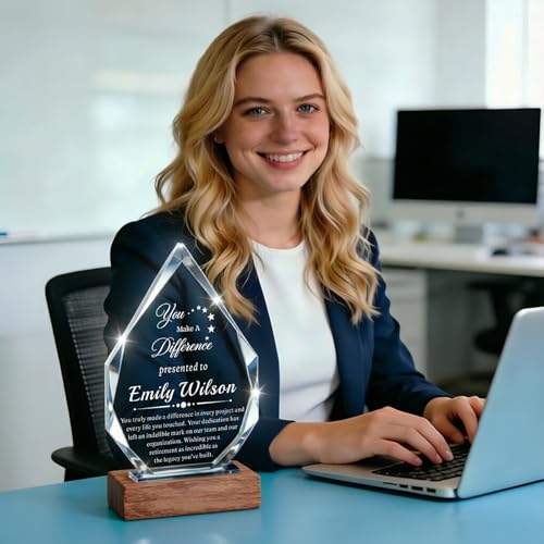 Image of Custom Crystal Award Trophy, Personalized Trophy with Company Logo & Text