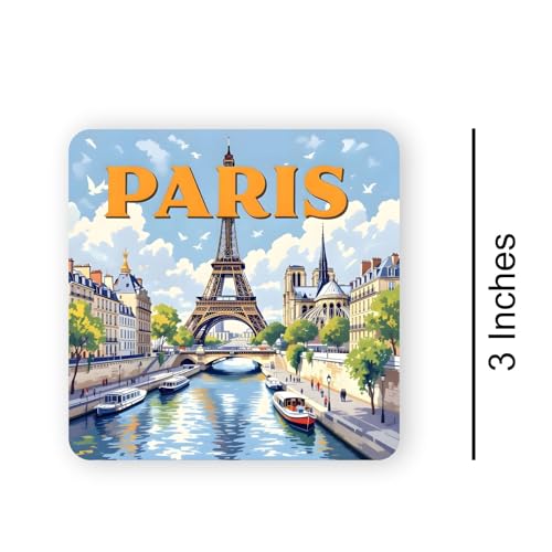 Image of Paris Textured Finish Acrylic Fridge Magnet | UV Texture Printed, Stylish Multicolor Magnet for Fridge, Wardrobe & Metal Surfaces, Pack of 1 (Paris 1)