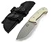 AXARQUIA-White Premium Outdoor/Survival/Hunting/Tactical Knife - Mikarta Handle, Stainless Steel MOVA-58, Genuine Leather Multi-Position Sheath + Firesteel. Made in Spain.