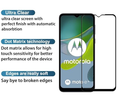 Image of HD Tempered Glass Screen Protector Compatible For Moto E13 4G With Edge To Edge Coverage And Easy Installation Kit