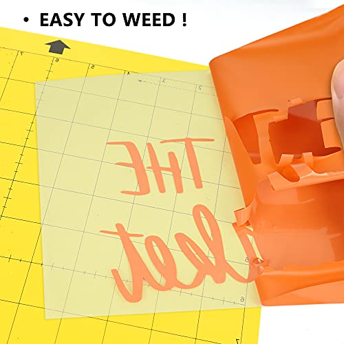 Image of RENLITONG Orange Iron on Vinyl - 12Inch by 5ft Roll HTV Heat Transfer Vinyl for T-Shirt HTV Rolls for All Cutter Machine - Easy to Cut & Weed for Heat Transfer Design