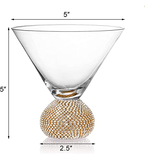 Image of Melbify Jewel Ball Wine Glass Gift Set| Set of 2 Glasses | 220 ML | Ultra-Premium| Diamond-Studded | Limited Edition| Ideal for Wedding Gifts