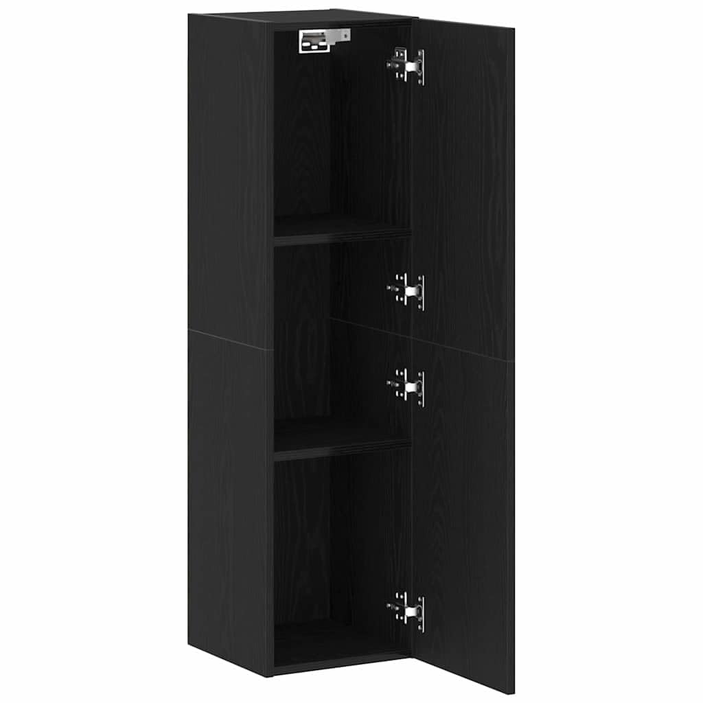vidaXL Meuble TV mural Chêne noir 30,5 x 30 x 110 cm Bois d'ingénierie, Rangement moderne pour salon, meuble TV mural, unité média rectangulaire, solution gain de place, chic
