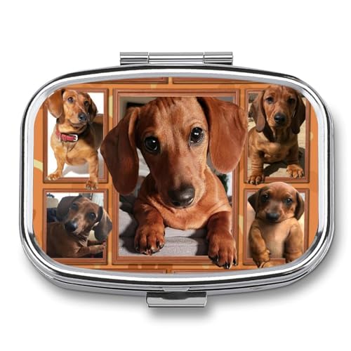 ピルケース 薬ケース ダックスフント おもしろ 犬柄 小物入れパーツボックス携帯サプリメントケース 薬入れ 薬箱 コンパクト 金属 持ち運びに便利 小型 薄型 飲み忘れ防止 薬収納ケース サプリケース ガムケース くすりいれケース ドラッグ箱 ミニ薬箱 四
