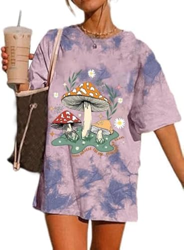 Image of Remidoo Women's Casual Oversized T Shirt Short Sleeve Graphic Tee Letter Tie Dye Shirts