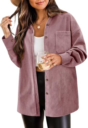 Image of Magritta Womens Shirts Button Down Long Sleeve Collared V Neck Oversized Blouses Tops with Pockets