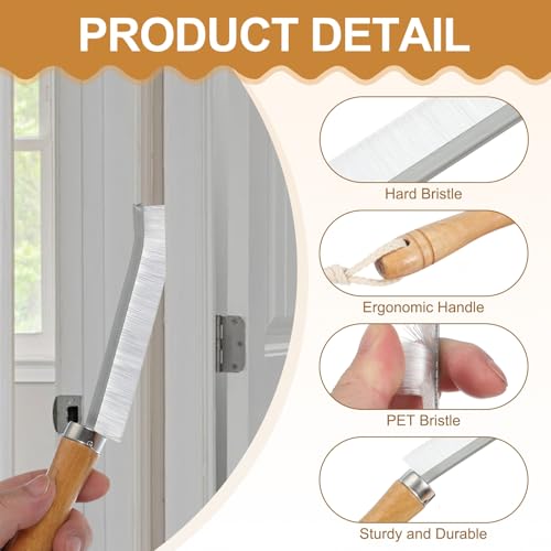 Image of uxcell 4pcs Crevice Cleaning Brush, 8.6 Inch Hard Bristle Cleaning Brush with Rope Bathroom Cleaning Tools for Corner, Window, Faucets, White