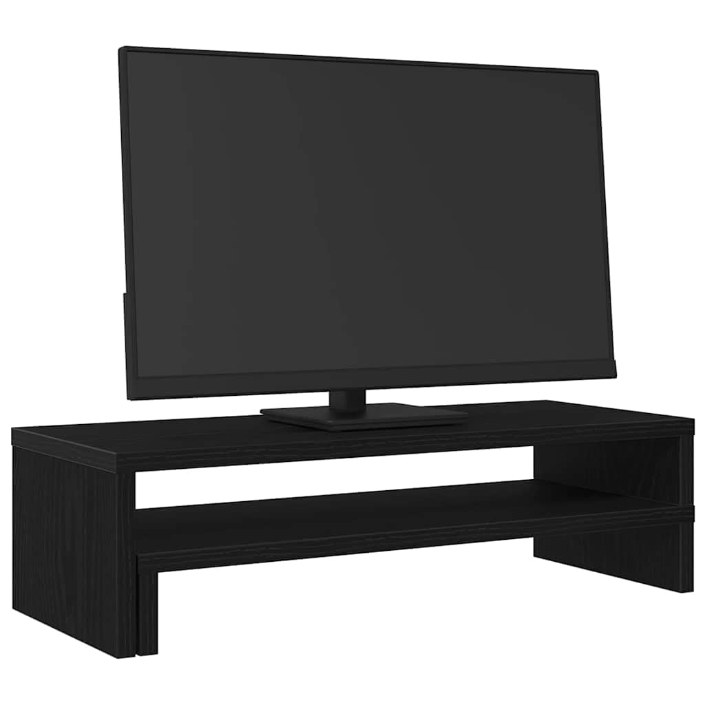 Supporto per monitor nero, effetto rovere, 54 x 22 x 15 cm, in legno, regolabile in altezza, ergonomico, per ufficio, casa, gaming, laptop, PC, notebook, gestione dei cavi, ripiano