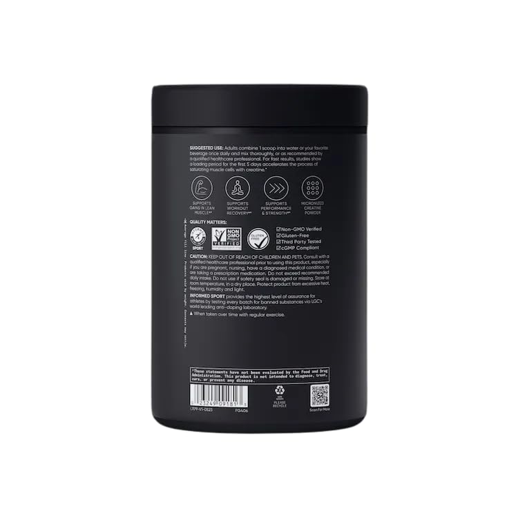 Sports Research Creatine Monohydrate - Gain Lean Muscle, Improve Performance and Strength and Support Workout Recovery* - 5 g Micronized Creatine - 17.46 oz