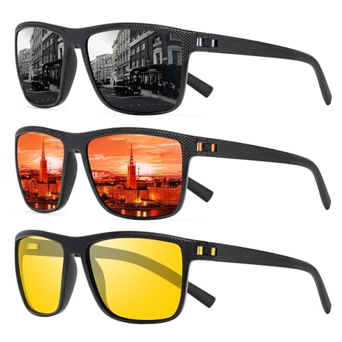 Image of Square Polarized Sunglasses for Men and Women Lightweight Frame Sun Glasses with UV Protection
