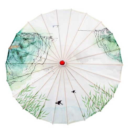 OAJABBGE MultiPurpose Bamboos Silk Umbrella Decorative Parasol For Traditional Celebration And Everyday Use 82cm Diameter