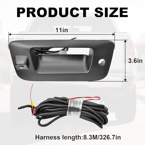 Image of PartsFlow Tailgate Handle Backup Camera Fits 2007-2014 Chevy Silverado GMC Sierra 1500 2500 3500 Tailgate Reversing Rear View Park Assist Camera RCA Plug Replaces 22755304