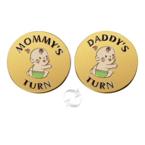 Image of New Dad Mom Gifts Funny Decision Making Coin, New Parent Mummy Daddy Pregnancy Women First Time to be Moms Dads St.Patrick's Day Easter Birthday Gifts Double Sided