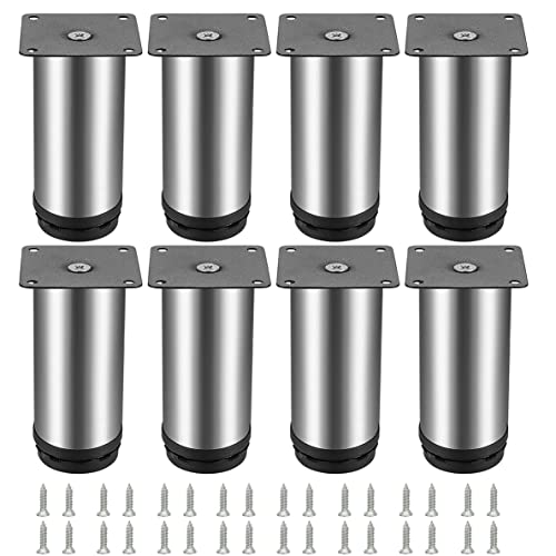Youery 8 Adjustable Stainless Steel Furniture Legs, 100 mm Height, Thickening Cabinet Legs, Table Legs, Furniture Legs