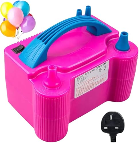 MOMENT Electric Air Balloon Pump Portable Automatic Dual Nozzle Fast Inflator Blower 600W with EU Plug Inflating Machine for Balloons Arch/Garland Party Decorations Kids Birthday Rose Red