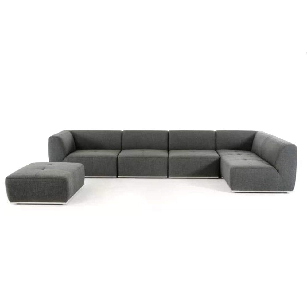 Cobar 5 Seater L Shape Fabric Grey Sofa Set