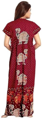 Image of YUKATA Nighty for Women Cotton Printed Maxi Gown Ankle Length Nighty Night Dress Gown for Women Maxi - Free Size (Pack of 2)