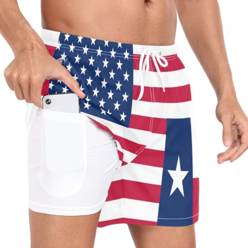 Traje de baño para hombre para correr por la playa Yuiboo con bandera de Texas