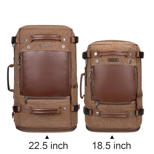 Image of WITZMAN Travel Backpack for Men Carry on Luggage Backpack Large Man Canvas Rucksack with Shoe Compartment