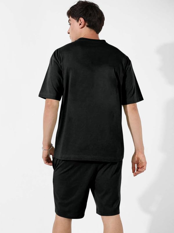 Image of sigman Mens Night Suit | Men's Co-ord Set | Lounge-wear Nightdress Pajama Set | Summer Night Wear | Solid Plain Casual Pajama Shorts Set | Beach Wear