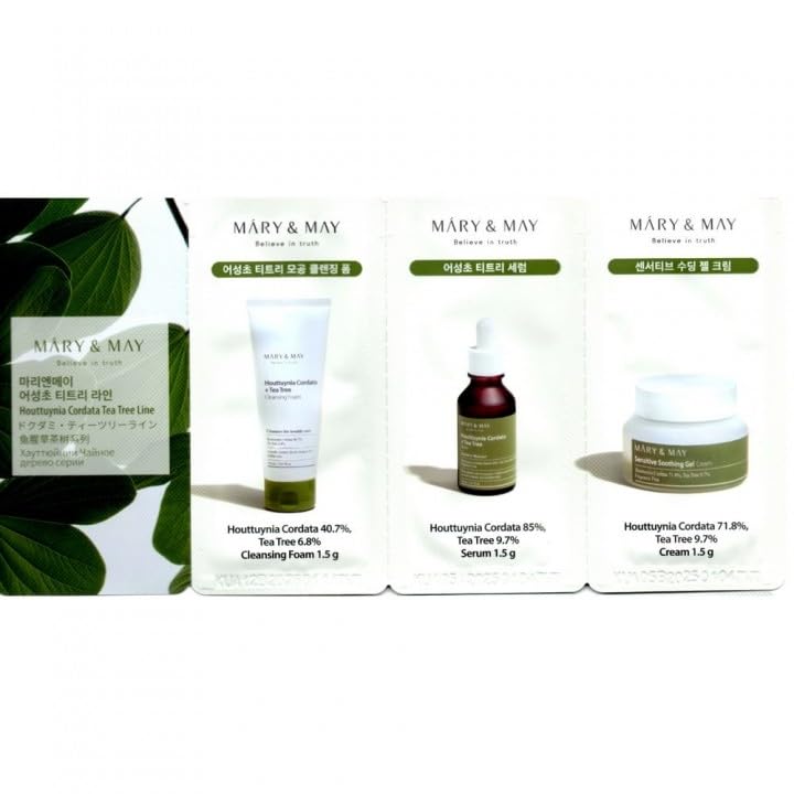 Mary n May Tea Tree Sample kit,anti Blemish cream, Clear skin serum & cream trial kit 1.5 g each