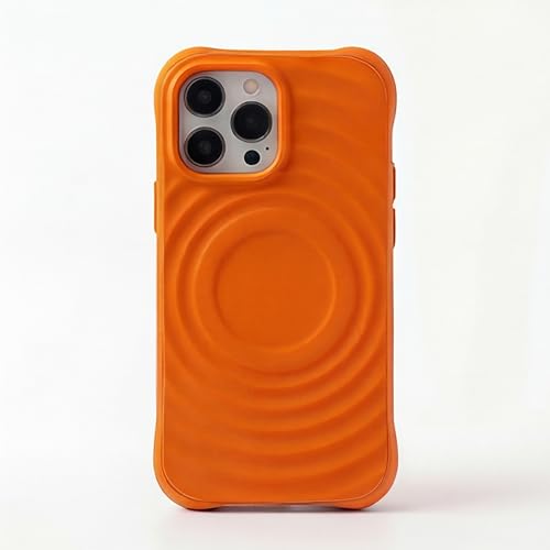 Image of amazon basics Shockproof Case for iPhone 14 Pro | Ripple Pattern | Camera Protection | Protective Cover with Enhanced Grip & Wireless Charging Support - Orange