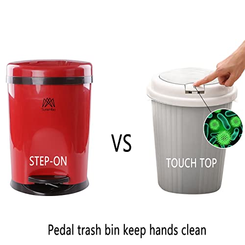 Caneca de basura redonda de 10 L con pedal roja miniatura 4