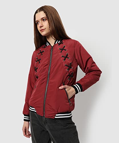 Image of PINACOLADA Women's Pink Puffer Regular Fit Bomber Jacket For Winter Wear | Standing Collar | Full Sleeve | Buttoned | Casual Jacket For Woman & Girl | Western Stylish Jacket For Women