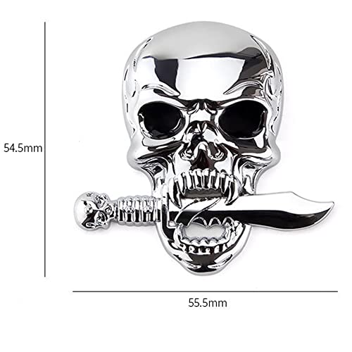 Image of 2pcs Metal Sticker for Car, 3D Decal,Skull Zinc Alloy Emblem, for Automobile, Motocycle (Skull Silver)