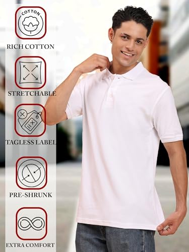 Polo para hombre 100% algodón liso sólido, ajuste clásico regular, transpirable, para uso casual diario y oficina miniatura 5