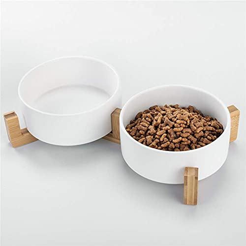 Dog Bowl | Food Water Dish for Dogs and Cats, Ceramic Pet Bowl for Food & Water (White-White),Medium - Image 4