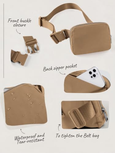 Image of ODODOS Unisex Mini Belt Bag with Adjustable Strap Small Fanny Pack for Workout Running Traveling Hiking, Caramel