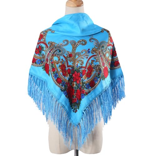 Zcargel Women Shawls Ethnic Lightweight Floral Printed Scarf with Fringes Soft Tassel Scarf Shawls Scarves Headwraps2