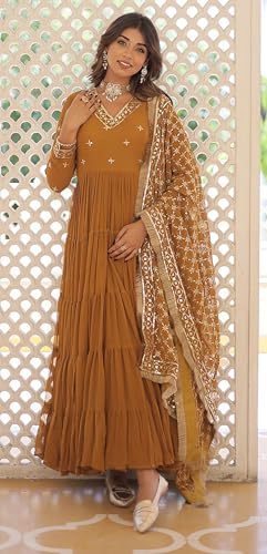 Image of Wedani Georgette Sequins Embroidered Work Anrakali Kurta Set for Women