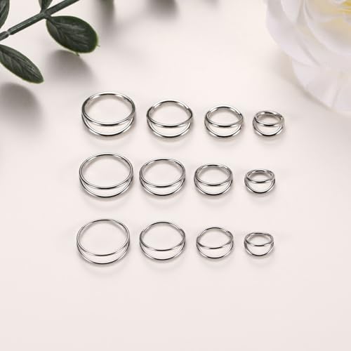 PEAKLINK 5PCS Double Nose Hoop Ring 316L Conch Earring Helix Piercing Septum Nose Jewelry Surgical Steel Cartilage Earrings Nose Clicker Rings Rook Tragus Lobe Lip Piercing Jewelry 6 to 12 mm3