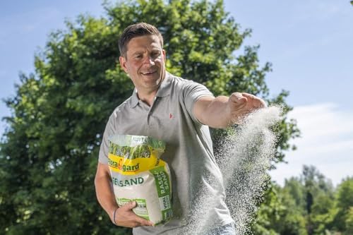 Floragard Rasen-Sand 15 kg für 10m², zur Rasenpflege und Lüften Schwerer Böden, streuwagenfähig
