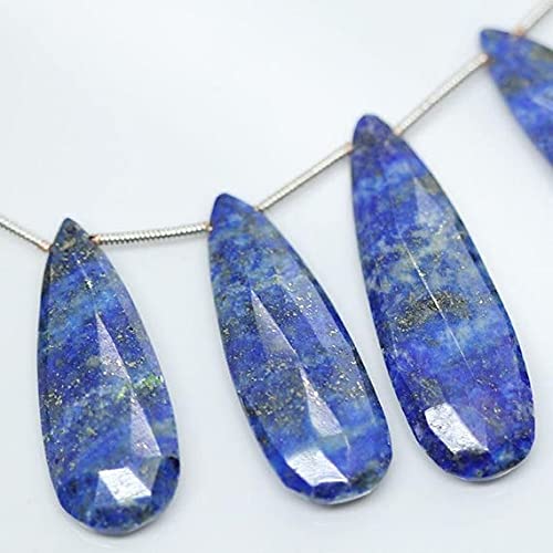Perles de lapis-lazuli bleu royal taillées en goutte poire fil de 8 pouces