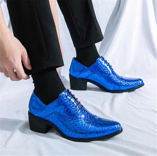 Mens Oxfords Wedding Dress Leather Pointed Toe Derby Western Party Ballroom Prom Heel Shoes for Men 6